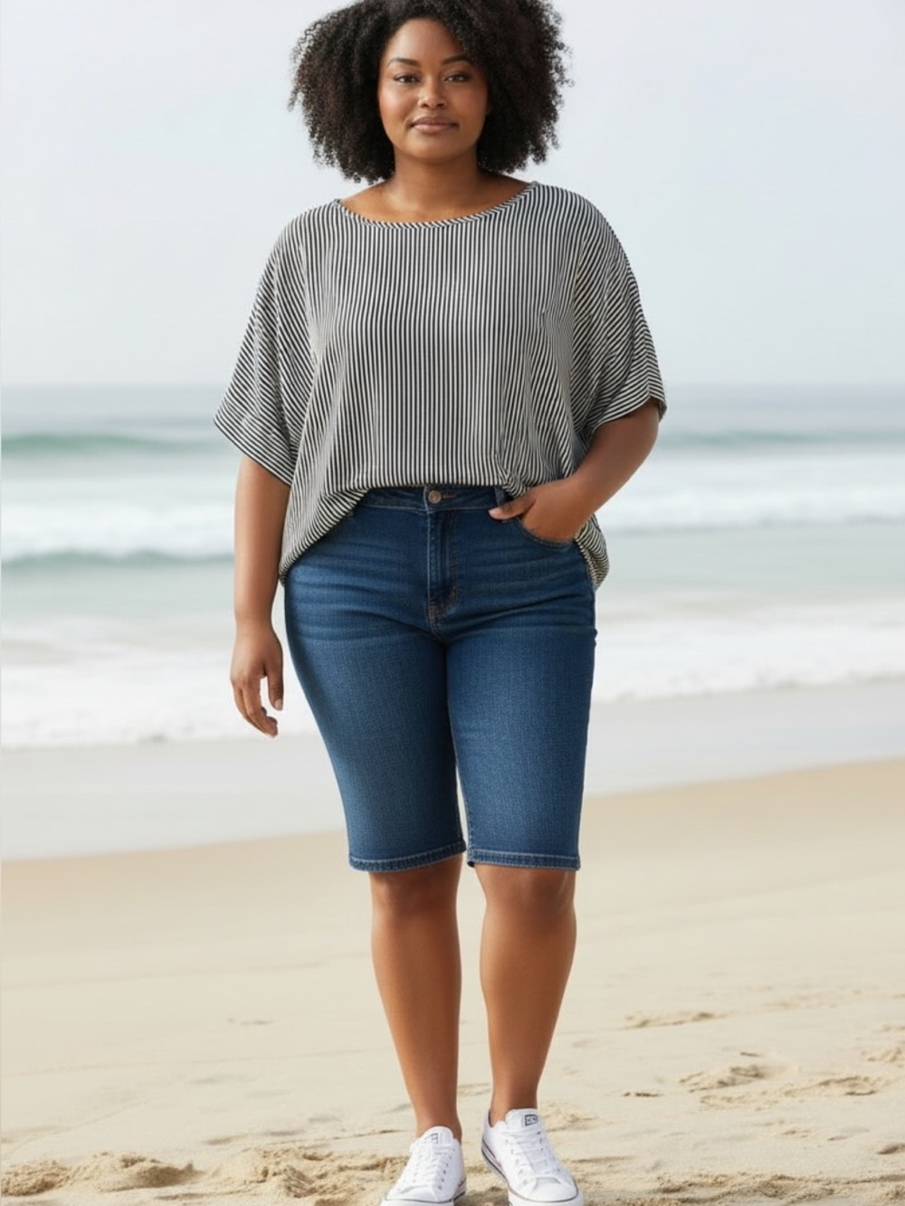 Banana Republic Navy and White Striped Blouse